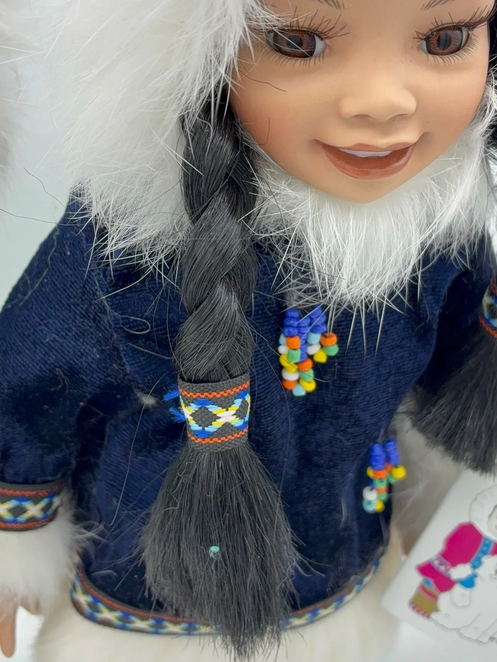 Set of 2 Porcelain Eskimo Dolls on Stand Alaskan Friends